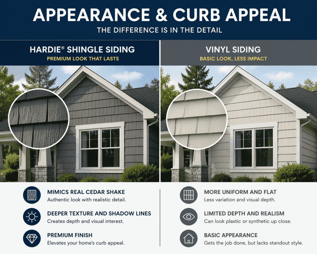which looks better: hardie shingle siding or vinyl siding